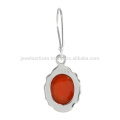 Natural Red Onyx piedras preciosas 925 pendientes de gota de plata esterlina